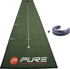 PURE2IMPROVE Golf Putting Mat Incl. Putting Cup - 66x400 Cm - Indoor Golf