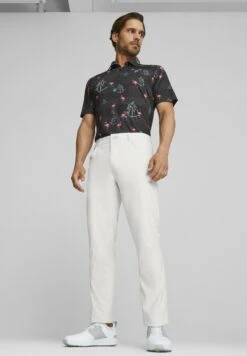 Puma Palm Tree Crew Bedrucktes Golf - Poloshirt - Black Charming Pink -Golfserie Winkel 5536fcc758a545fe8d1eaea43123571d