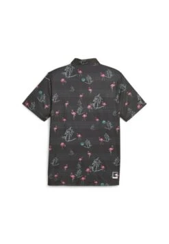 Puma Palm Tree Crew Bedrucktes Golf - Poloshirt - Black Charming Pink -Golfserie Winkel 5b338e2e1e364f4b93327378e4f70750